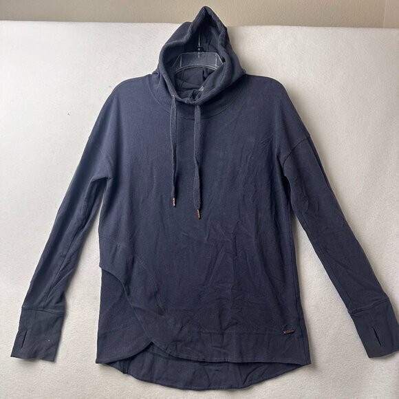 Sweaty‎ Betty Scuba Hoodie womens S Tunic Sweatshirt gray Rounded Hem thumbholes - Picture 1 of 8